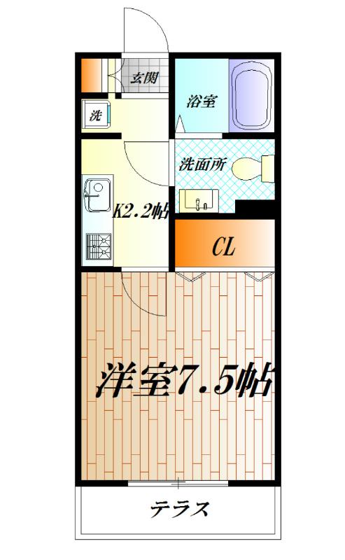 MAISON I(1K/1階)の間取り写真