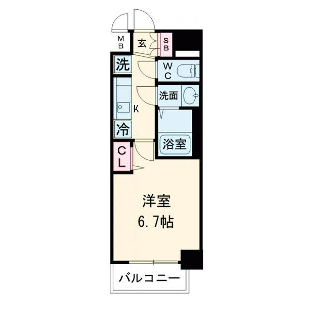 プレサンス海老江ジャルダン(1K/6階)の間取り写真