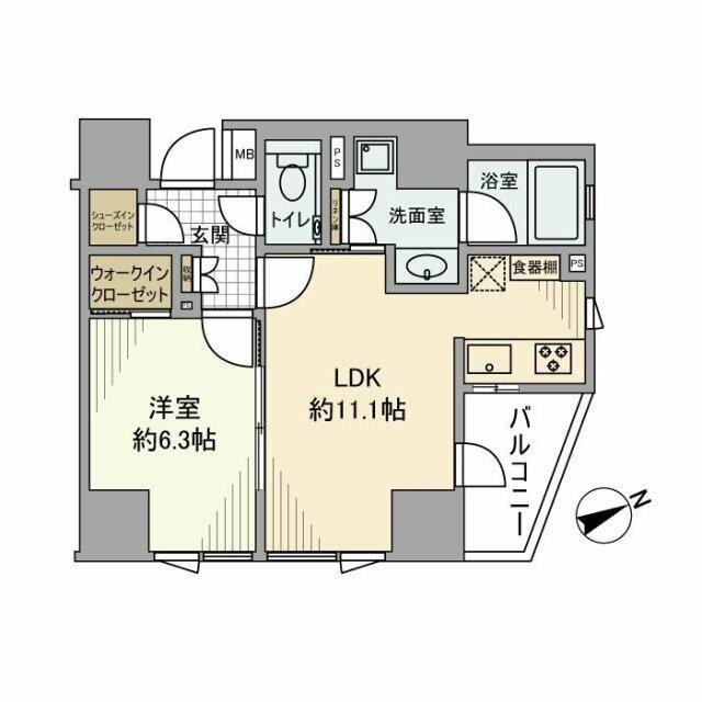 ディアクオーレ白金高輪(1LDK/6階)の間取り写真