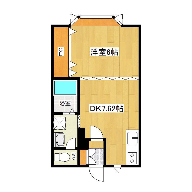 サンデープレース46(1DK/1階)の間取り写真