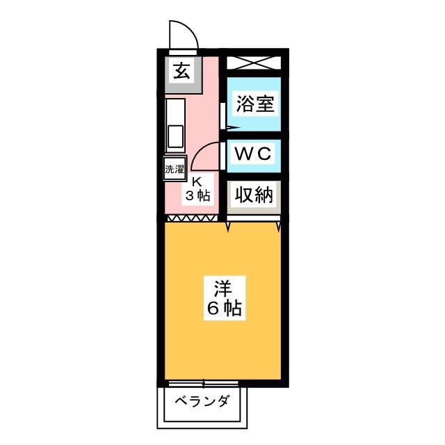 ビューライフ日野 A棟(1K/2階)の間取り写真