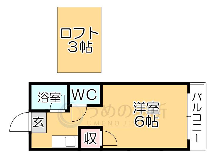 ドルフィンハイム(ワンルーム/2階)の間取り写真