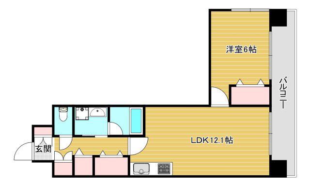 エグゼレジデンスタワー(1LDK/19階)の間取り写真