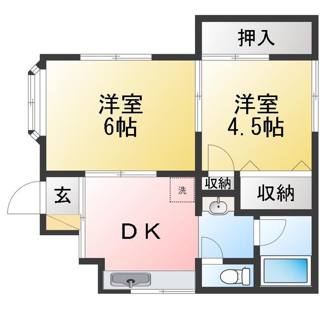 ケンリード豊洲(2DK/1階)の間取り写真