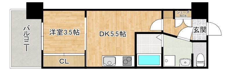 CPタワー(1DK/18階)の間取り写真