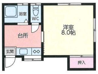 第2こまくさ荘(1DK/1階)の間取り写真