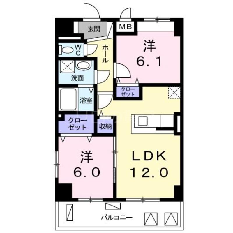 コンフォールシュー(2LDK/4階)の間取り写真