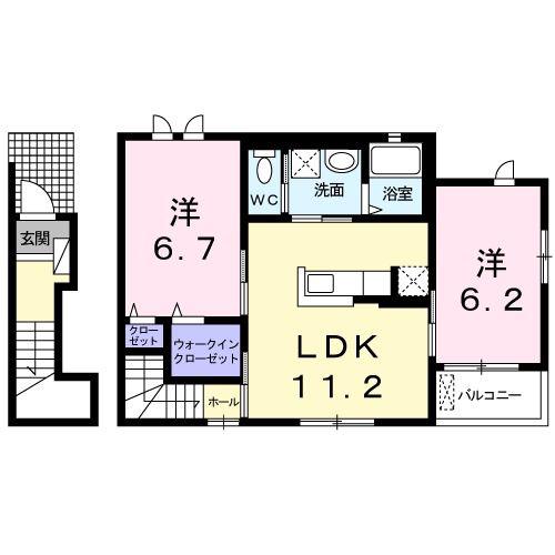シーブレス(2LDK/2階)の間取り写真