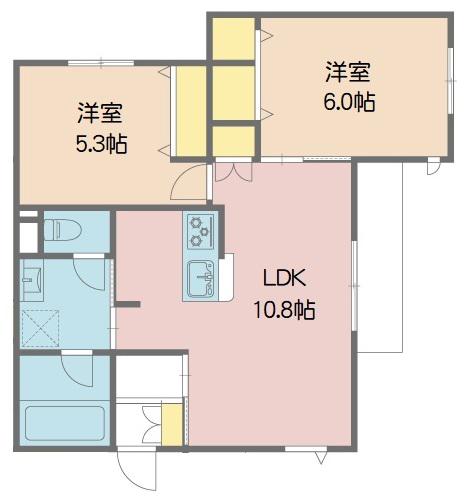 RICHE VERT(2LDK/2階)の間取り写真