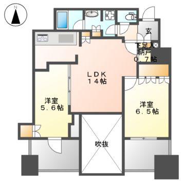 プラウドタワー名駅(2LDK/15階)の間取り写真