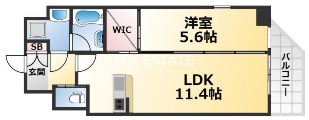 プレジオ神戸ウエスト(1LDK/6階)の間取り写真