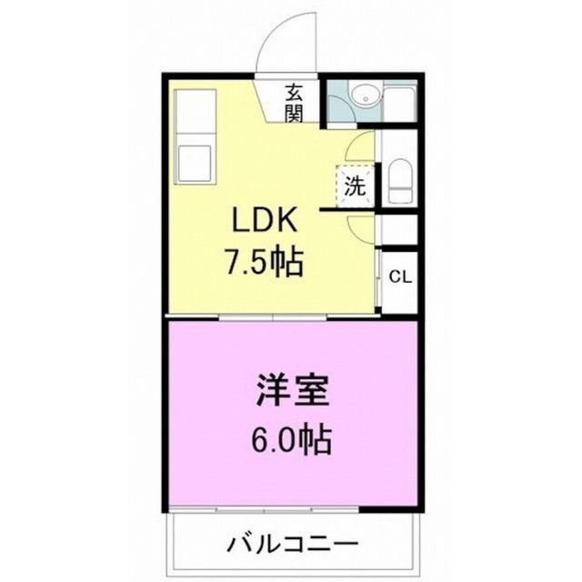 三伸コーポ(1DK/2階)の間取り写真