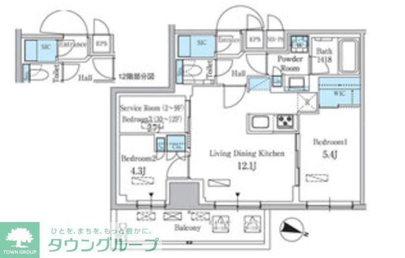 パークアクシス板橋本町ステーションゲート(2LDK/4階)の間取り写真