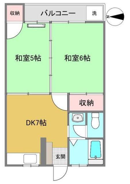 小峰ハイツ(2DK/2階)の間取り写真