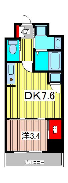 アクシーズタワー川口VIII(1DK/5階)の間取り写真