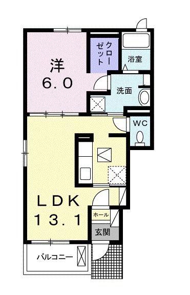 クレアホーム(1LDK/1階)の間取り写真