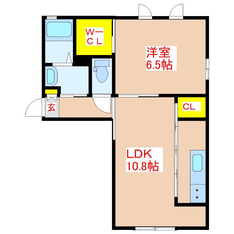 ベルカントさくら A棟(1LDK/1階)の間取り写真