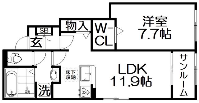 ラ・メゾン・セレニテ(1LDK/1階)の間取り写真