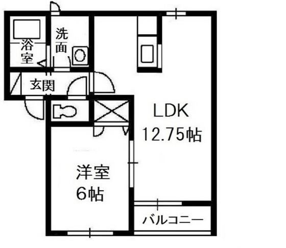 ソレール(1LDK/2階)の間取り写真