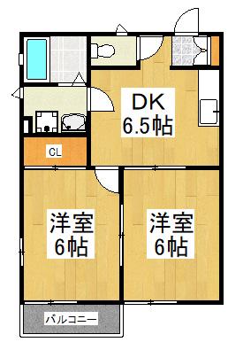 パインホームズ多摩川Ⅰ(2DK/2階)の間取り写真