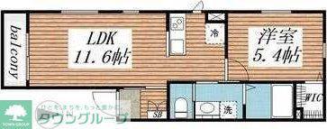 サニープレイス都賀(1LDK/1階)の間取り写真