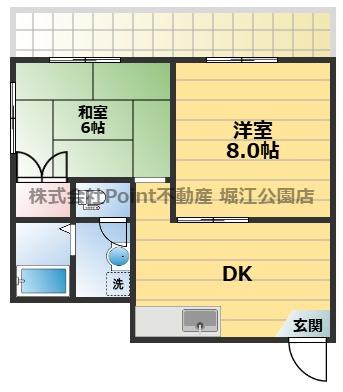 ヴィアーレ宿院(2DK/2階)の間取り写真