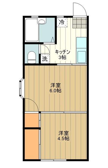 KMハイツ(2K/1階)の間取り写真