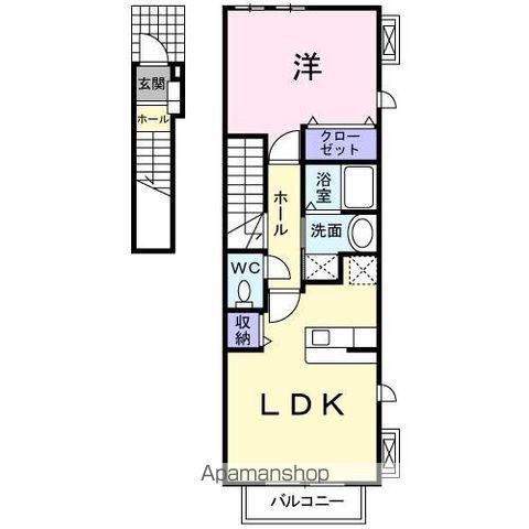 フィデールミッテ(1LDK/2階)の間取り写真