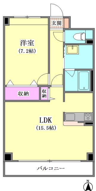 メイプルリーフ中溝(1LDK/7階)の間取り写真