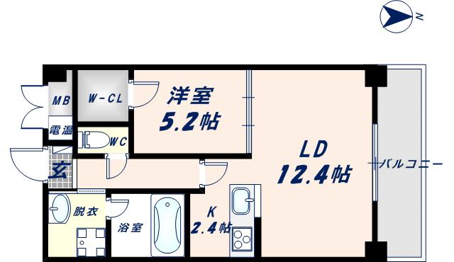 グランディール布施(1LDK/2階)の間取り写真