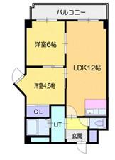 林崎ビル(2LDK/4階)の間取り写真
