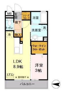 フォアール(1LDK/1階)の間取り写真