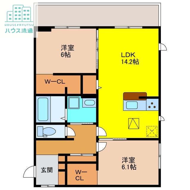 S・レーヴ(2LDK/1階)の間取り写真
