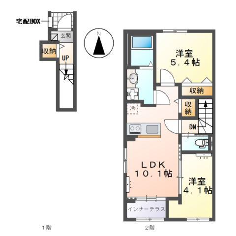 那加前洞新町K様アパート(2LDK/2階)の間取り写真