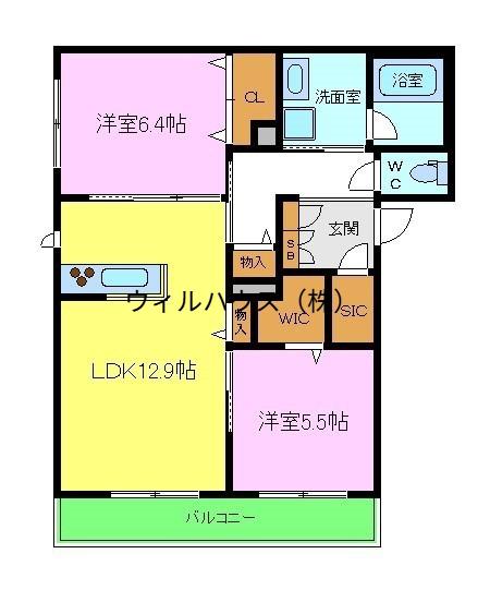 VIE GRACIEUSE ヴィ グラシューズ(2LDK/2階)の間取り写真