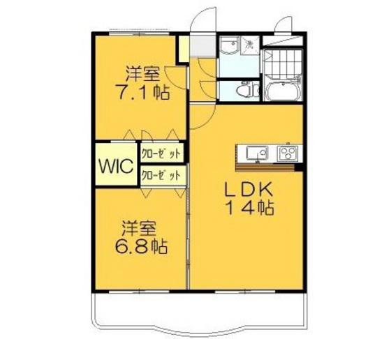 MAPLE COURT弐番館(2LDK/3階)の間取り写真