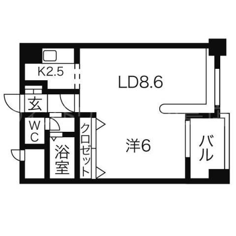 ハウスオブリザ中の島 I(1LDK/5階)の間取り写真