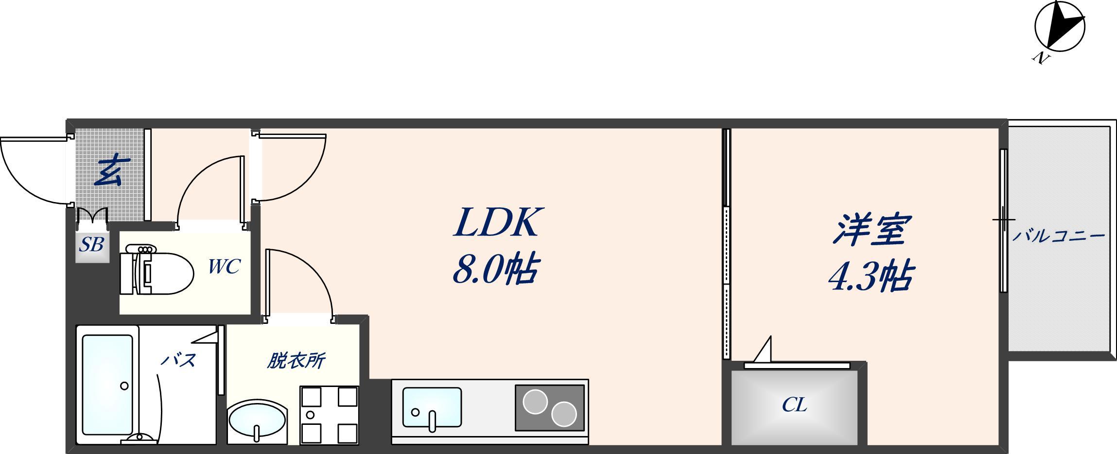 ALEGRIA鴻池新田(1LDK/3階)の間取り写真