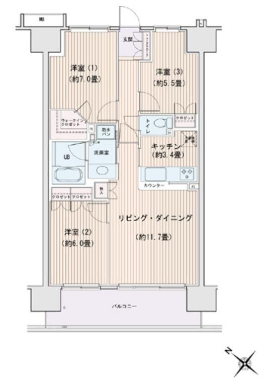 エスティメゾン豊洲(3LDK/14階)の間取り写真
