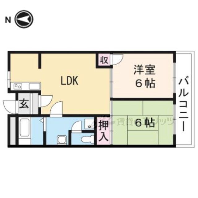 コーポラス茨木 A棟(2LDK/1階)の間取り写真