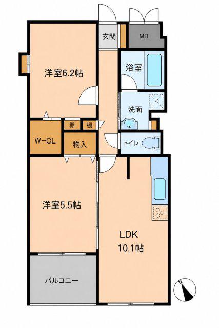 アリュレ御幣島(2LDK/3階)の間取り写真