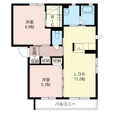シャーメゾン赤坂 A(2LDK/2階)の間取り写真