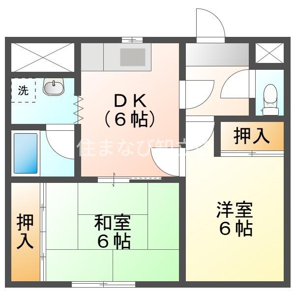エクシードサクラギ(2DK/1階)の間取り写真