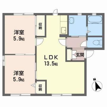 ディアス中島A(2LDK/1階)の間取り写真
