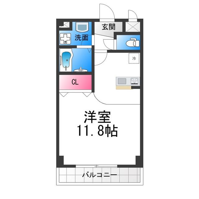 PRIMO鳳(ワンルーム/3階)の間取り写真