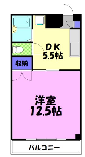 ハイマート茂原(1DK/3階)の間取り写真