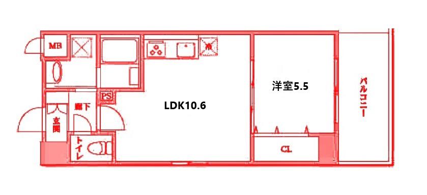コージーコート ザ ヨコハマ(1LDK/3階)の間取り写真