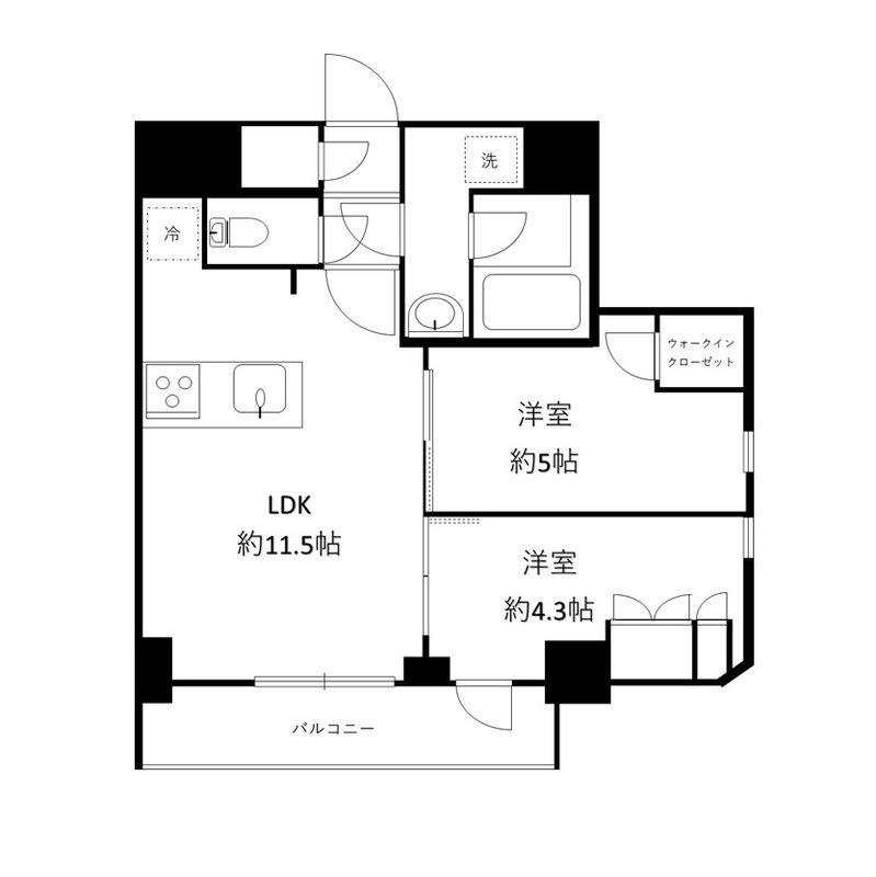 セルアージュ横浜フィエルテ(2LDK/6階)の間取り写真