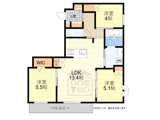 ヘーベルメゾン千里園(3LDK/3階)の間取り写真