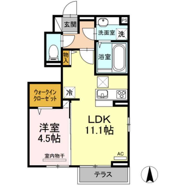 パレルモ(1LDK/1階)の間取り写真